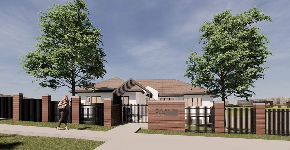 Render of a dual occupancy development with brick fencing